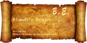 Blanár Ervin névjegykártya