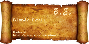 Blanár Ervin névjegykártya