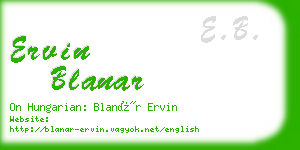 ervin blanar business card